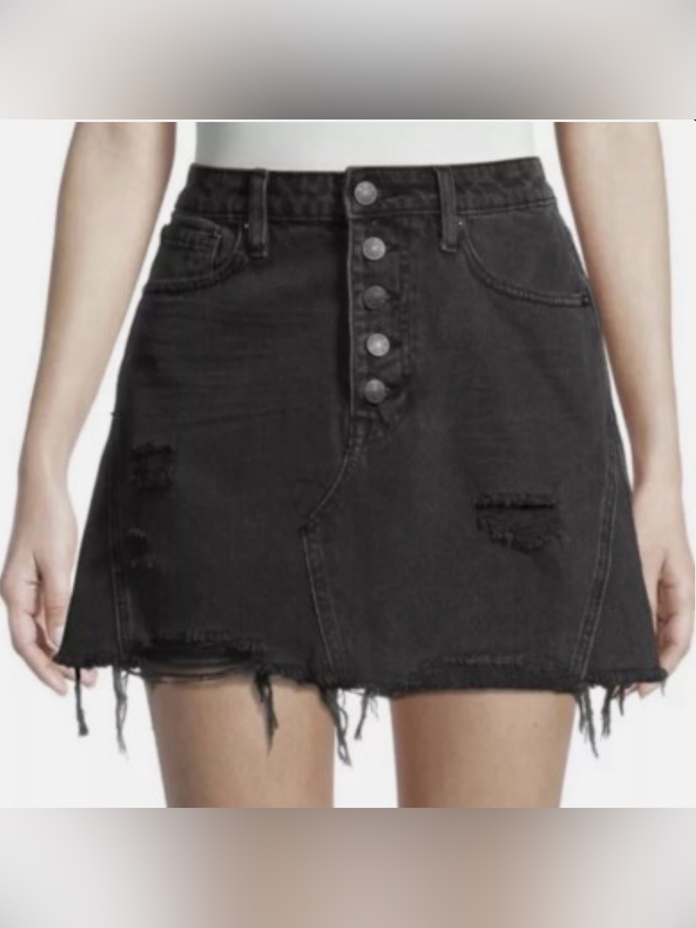 We The Free Distressed Denim Skirt